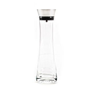 Glaskaraffe handgefertigt mit Edelstahl-Deckel, Sieb integriert, Volumen ca. 1 Liter, Höhe ca. 34 cm