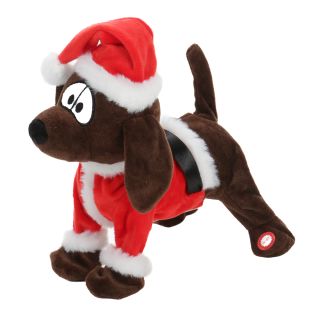 Weihnachtshund Plüsch, Weihnachten Plüschhund singt und tanzt, Batteriebetrieb, Größe ca. 25 cm