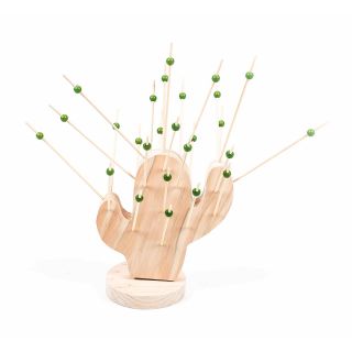 Snack-Spieß-Halter von Alpina aus Holz mit 27 Spießen, Design Kaktus, Höhe ca. 20 cm