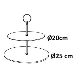 Etagere von Alpina mit 2 Ebenen aus Schiefer, Metall-Gestänge, Durchmesser ca. 20/25 cm, Höhe ca. 24 cm