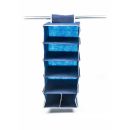 Schrank-Organizer aus Stoff für die Kleiderstange, Klettverschluss, 6 Fächer, Größe ca. 70 x 29 x 29 cm, Farbe Blau