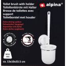 Toilettenbürste mit Halter von Alpina, Montage mit Saugnapf oder Montageplatte, Belastung max. 5 kg, Größe 11 x 25 x 7,5 cm