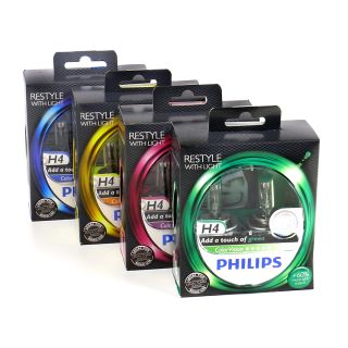Scheinwerferlampe-H4 PHILIPS ColorVision für farbigen Glanz im Scheinwerfer, P43t-38, 12V/55W, lieferbar in verschiedenen Farben