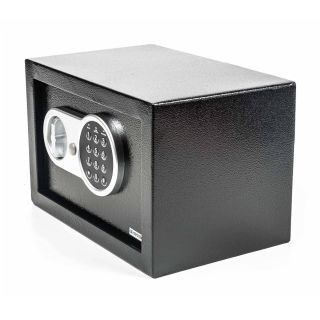 Digital-Safe von Safe & Secure mit Zahlencode und Notschlüsseln, Wand- oder Bodenmontage, Stahl, schwarz
