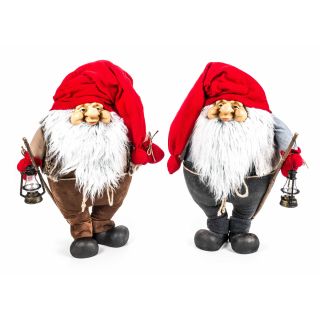 Weihnachtsmann / Nikolaus von Christmas Gifts, Laterne am Holzstab, Textil, Plüsch, Wichtel-Design, Höhe ca. 70 cm, 2 Modelle