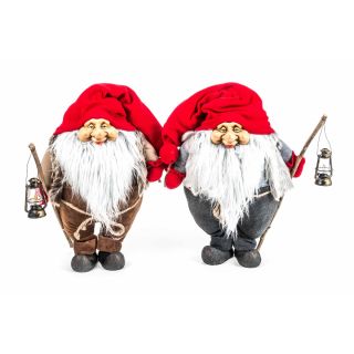 Weihnachtsmann / Nikolaus von Christmas Gifts, Laterne am Holzstab, Textil, Plüsch, Wichtel-Design, Höhe ca. 50 cm, 2 Modelle