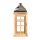 Holzlaterne von Arti Casa mit Metalldach, hochglänzend, Glaseinsätze, Sprossenfenster, Tür mit Deko-Verschluss, Größe 44 cm