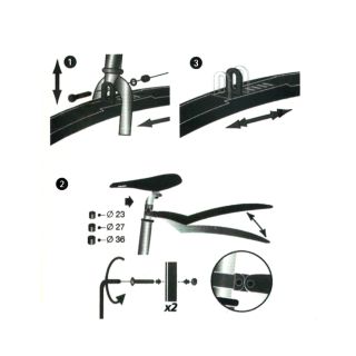 MTB-Schutzblech-Nachrüst-Set von Dunlop, Kunststoff, schnelle Montage an Gabelbrücke/ Sattelstütze, Breite ca. 6,5-8,5 cm
