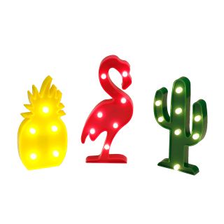 LED Ananas Flamingo oder Kaktus, Dekoleuchten von Arti Casa - Kunststoff, 5-8 LEDs, batteriebetrieben, freistehend oder hängend, Höhe ca. 25/25/30 cm