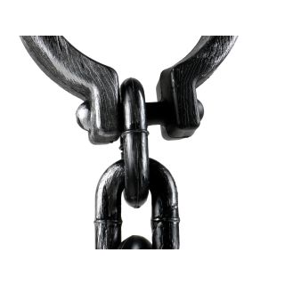 Halloween-Fußfessel mit Kugel von Arti Casa, Metalloptik, schwarz mit silber, Ø ca. 17 cm, Länge ca. 52 cm
