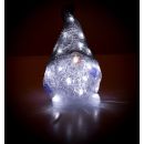 Weihnachtswichtel aus Acryl, silber/blau mit farblos/weiß, beleuchtet mit 24 LEDs, Batteriebetrieb, Indoor, Höhe ca. 28 cm