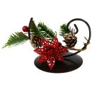 Weihnachtlicher Teelichthalter im Geschenkkarton von Christmas Gifts, schwarzes Metall mit rotem Glasbecher und Weihnachtsdeko, Höhe ca. 22,5 cm