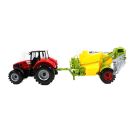 Traktor mit Anhänger von Gearbox, Friktionsantrieb, Bauernhof-Spielset, Länge ca. 44 cm, Farbe Rot