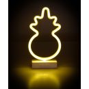Neon-LED-Deko-Leuchte von Grundig, Kunststoff, 93 LEDs, batteriebetrieben, freistehend, Farbe gelb, Höhe ca. 31cm, Motiv Ananas
