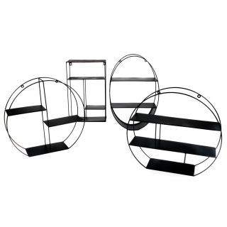 Metall-Wandregal von Arti Casa, 3 Ablagen, teils freistehend, Aufhänger für Wandbefestigung, Industrial Design, schwarz, 4 Versionen