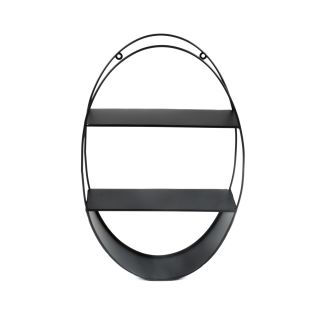 Metall-Wandregal von Arti Casa, 3 Ablagen, ovale Form, Aufhänger für Wandbefestigung, Industrial Design, schwarz, Höhe ca. 45,3 cm