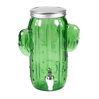Glas-Getränkespender im Kaktus-Design mit Zapfhahn und Schraubverschluss, Volumen ca. 3,9 Liter