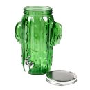 Glas-Getränkespender im Kaktus-Design mit Zapfhahn und Schraubverschluss, Volumen ca. 3,9 Liter