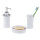 Badezimmer Set von Alpina, 4 tlg. Zahnputzbecher, Seifenspender, Seifenschale und Toiletten-Bürste mit Halter, Kunststoff, weiß