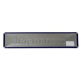 Blechschild Irrenanstalt von der Blechwaren Fabrik, Straßenschild im 3D-Design, lustig, Kult-Deko, gewölbt mit Prägedruck, einfache Montage, blau / weiß, ca. 46 x 10 cm