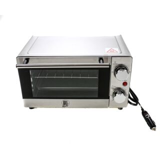 LKW Backofen 24 Volt 300 Watt, Reise Minibackofen, Drehschalter für Backen, Grillen oder Toasten, Timer mit Glocke, Edelstahl, Sicherheitsglas, Volumen 9 L, Kabel ca. 1,5 m