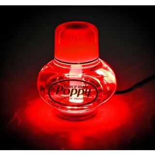 Original Poppy Lufterfrischer mit roter LED Beleuchtung 24 Volt, Duft Inhalt 150 ml, Duft Gardenie