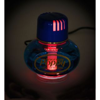 Original Poppy Lufterfrischer mit roter LED Beleuchtung 24 Volt, Duft Inhalt 150 ml, Duft Fresie