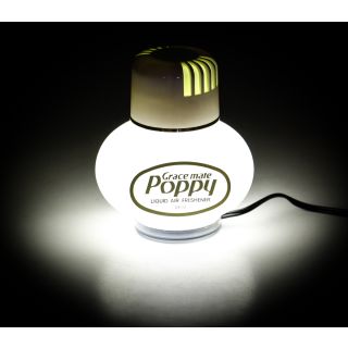 Original Poppy Lufterfrischer mit weißer LED Beleuchtung 24 Volt, Duft Inhalt 150 ml, Duft Jasmin