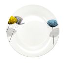 Tafel-Service, 16-teiliges Geschirr im Retro-Design für 4 Personen von Alpina, Keramik-Set für Privat und Gastronomie: Essteller, Frühstücksteller, Müsli-Schale, Becher, bunt auf weiß