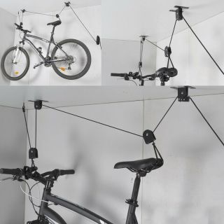 Fahrradlift von Dunlop, Deckenhalterung bis 4 m, Metallkonstruktion, Seilhalterung, Belastung bis max. 20 kg