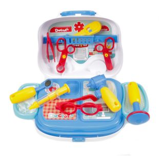 Kinderspielzeug Arztkoffer von EDDY TOYs mit Tragegriff oder Krankenwagen mit Rädern, klappbar, mit viel Zubehör, 14 Teile, strapazierfähiger Kunststoff