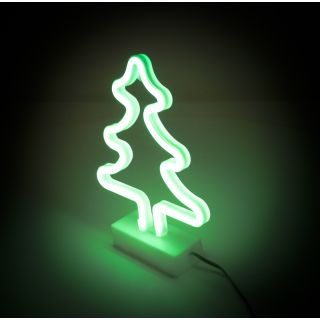 Neon LED-Weihnachtsbaum von ALL Ride, mit Ständer, doppelseitigem Klebepad, für LKW, PKW, Wohnmobil, Kabel mit Stecker für Zigarettenanzünderbuchse, 12-24 Volt, Höhe ca. 29,5 cm