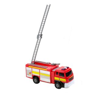 Spielzeug-Feuerwehrauto, Löschfahrzeug mit Friktionsantrieb für Kinder von Gear Box, Licht und  Ton-Funktionen, Auszieh-Leiter, Kunststoff