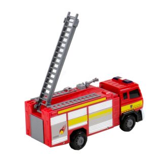 Spielzeug-Feuerwehrauto, Löschfahrzeug mit Friktionsantrieb für Kinder von Gear Box, Licht und  Ton-Funktionen, Auszieh-Leiter, Kunststoff