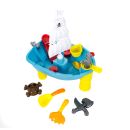 Sandspielzeug und Wasserspielzeug Set Piratenschiff, 19 Teile mit Schaufel, Harke, 3 Sandförmchen, Pirat im Ausguck, Beine abnehmbar, schwimmt, Kunststoff
