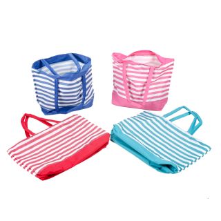 Strandtasche mit Reißverschluss und 2 Tragegriffen, wasserdicht, abwaschbar, platzsparende Aufbewahrung, Größe ca. 48 x 16 x 35 cm, in den Farben blau, hellblau, pink oder rot