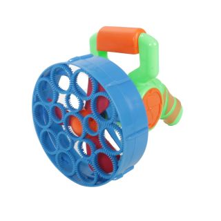 2 in 1 Seifenblasenmaschine Bubble Shooter aus strapazierfähigem Kunststoff für Kinder, 16 kleine und 1 großer Blasenring, Blasenpistole mit Schale, Seifenflüßigkeit ca. 118 ml, Batteriebetrieb