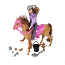 Modische Reiter-Puppe mit langen Haaren, Pferd mit Mähne...