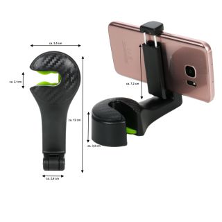 2-in-1 Handyhalterung für die Auto Kopfstütze, für Handys von ca. 5,5 bis ca. 9 cm Breite, Halterung klappbar, mit Aufhänger, robuster Kunststoff