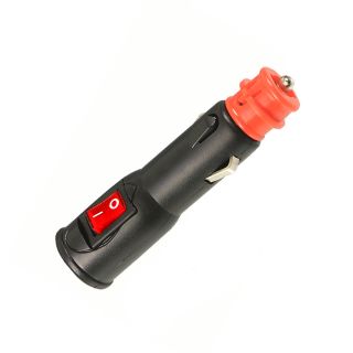 Stecker für Zigarettenanzünder und Normsteckdosen mit beleuchtetem An/Aus-Schalter zum Einbau in LKW, PKW, Wohnmobil, 12-24V, max. 8 A