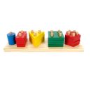 Holz Steckspielzeug für Kleinkinder, 20 Teile plus Holzsteckblock, 5 verschiedene Formen, 4-farbiges Holzspielzeug, Steckpuzzles entwicklungsfördernd
