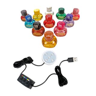 Original Poppy Lufterfrischer mit LED-Beleuchtung, 5 Volt USB-Stecker, 5 LEDs 7 Farben Farbwechsel, Duft Inhalt 150 ml, für LKW, PKW, Boot, Wohnmobil, lieferbar in 11 Duftnoten
