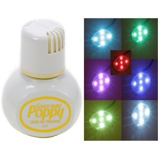 Original Poppy Lufterfrischer mit LED-Beleuchtung, 5 Volt USB-Stecker, 5 LEDs 7 Farben Farbwechsel, Duft Jasmin Inhalt 150 ml, für LKW, PKW, Boot, Wohnmobil