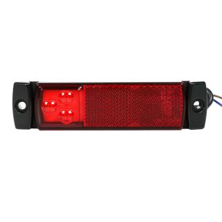 LED Seitenbegrenzungsleuchte E9, Anhänger LKW Markierungsleuchte mit roten 3 LEDs,Montageleiste aus Kunststoff, Anschlussspannung 9 - 32 Volt