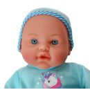 Babypuppe mit Sprachfunktionen, Spielzeug Puppe Softkörper, Batteriebetrieb, Größe ca. 31 cm, Farbe blau