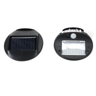2 Solar-Wandleuchten mit Bewegungs- und Lichtsensor für Outdoor, On/Off-Schalter, Solar-Paneel, 30 SMD-LEDs, 5 - 8 Std. Brenndauer, Kunststoff, schwarz