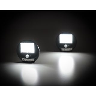 2 Solar-Wandleuchten mit Bewegungs- und Lichtsensor für Outdoor, On/Off-Schalter, Solar-Paneel, 30 SMD-LEDs, 5 - 8 Std. Brenndauer, Kunststoff, schwarz