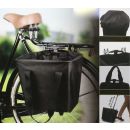 Fahrrad Gepäckträgerkorb mit Einkaufstrolley, ausziehbarer Griff, 2 Rollen, Haken zum Einhängen am Gepäckträger, Regenabdeckung