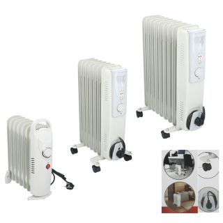 Ölradiator 7 bzw. 9 Rippen, Elektroheizung mit Thermostat, Griff, On/Off-Schalter, Kipp- und Überhitzungsschutz, in 3 Versionen (850, 1500, 2000W)