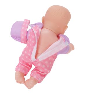 Babypuppen-Set, Babypuppe mit Babyschale zum Tragen, Puppe mit Babywippe, Strampler mit Klettverschluß und Mützchen, ca. 23 cm